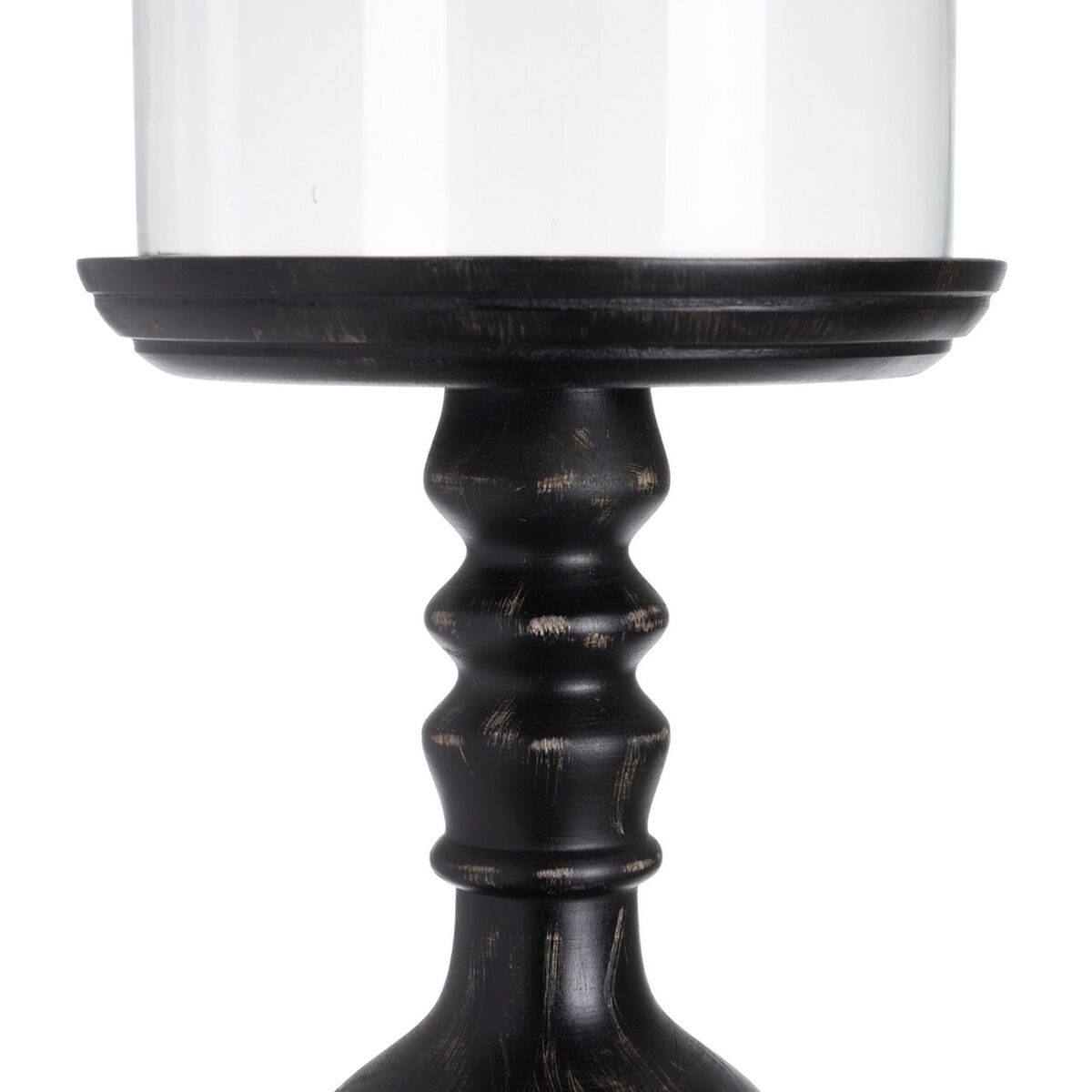 Lyseholder Sort Træ Krystal 23 x 23 x 58 cm